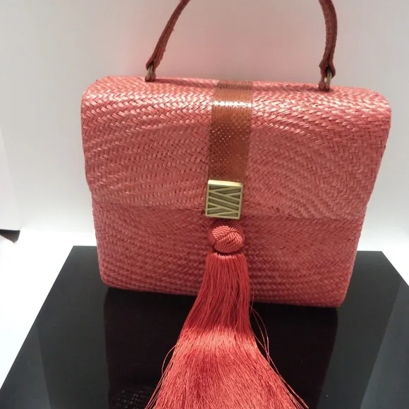 Serpui MarieWicker RATTAN Bag TOP HANDLE Collectible CROSSBODY CHAINTASSEL